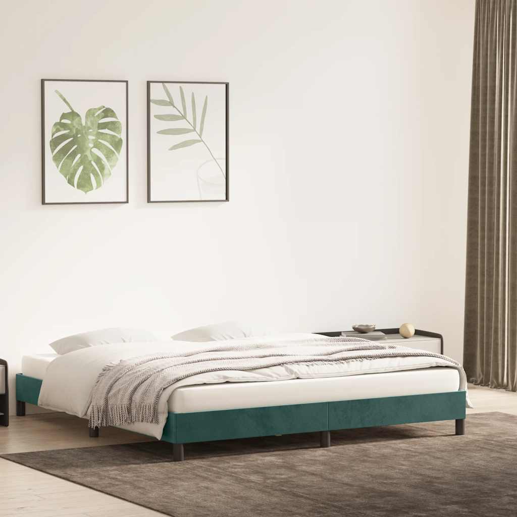 Cadre de lit sans matelas vert foncé 180x210 cm velours - XIOS