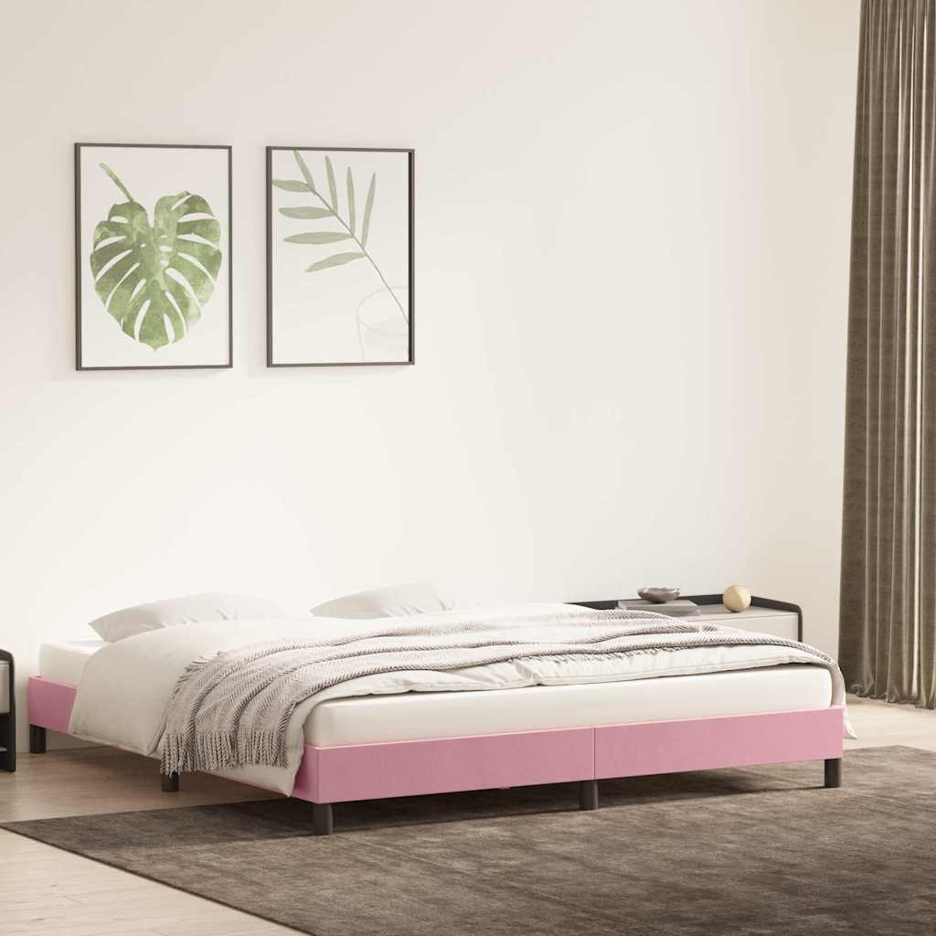 Cadre de lit sans matelas rose 200x210 cm velours - XIOS