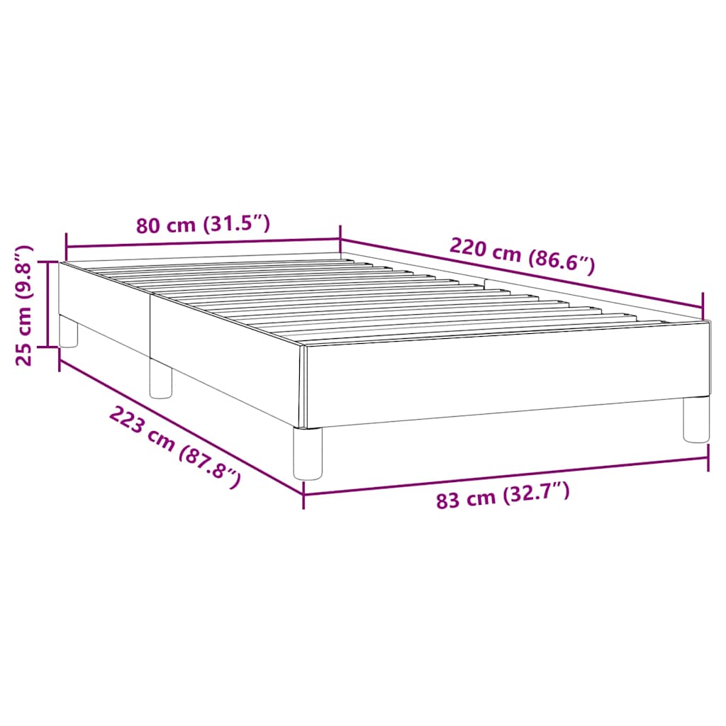 Cadre de lit sans matelas gris clair 80x220 cm velours - XIOS