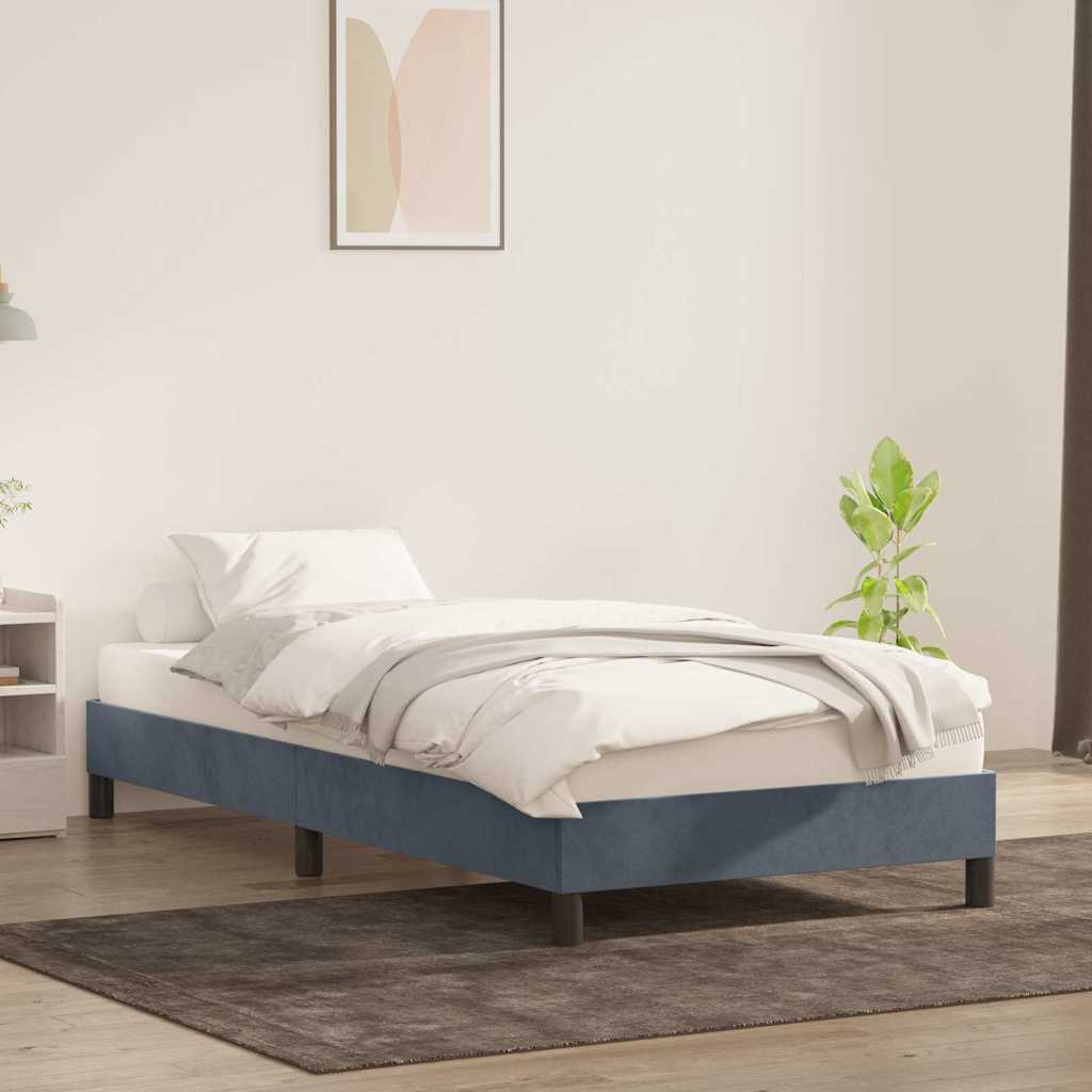 Cadre de lit sans matelas gris foncé 90x220 cm velours - XIOS