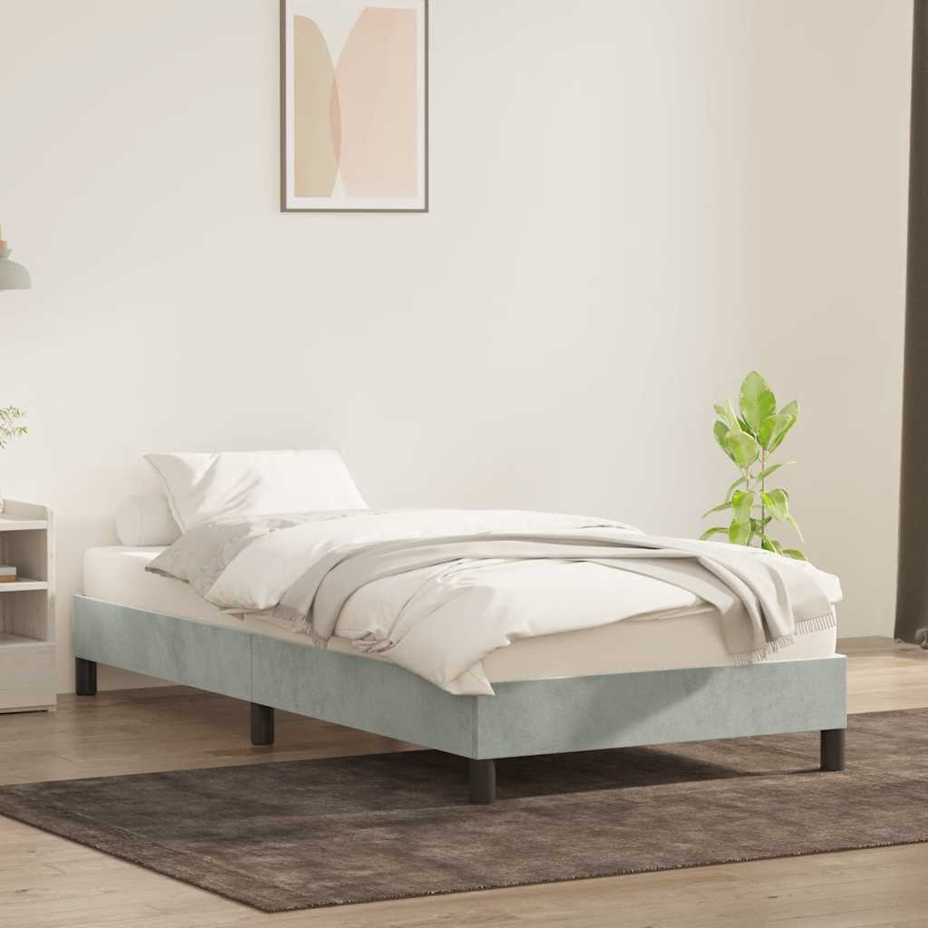Cadre de lit sans matelas gris clair 100x220 cm velours - XIOS