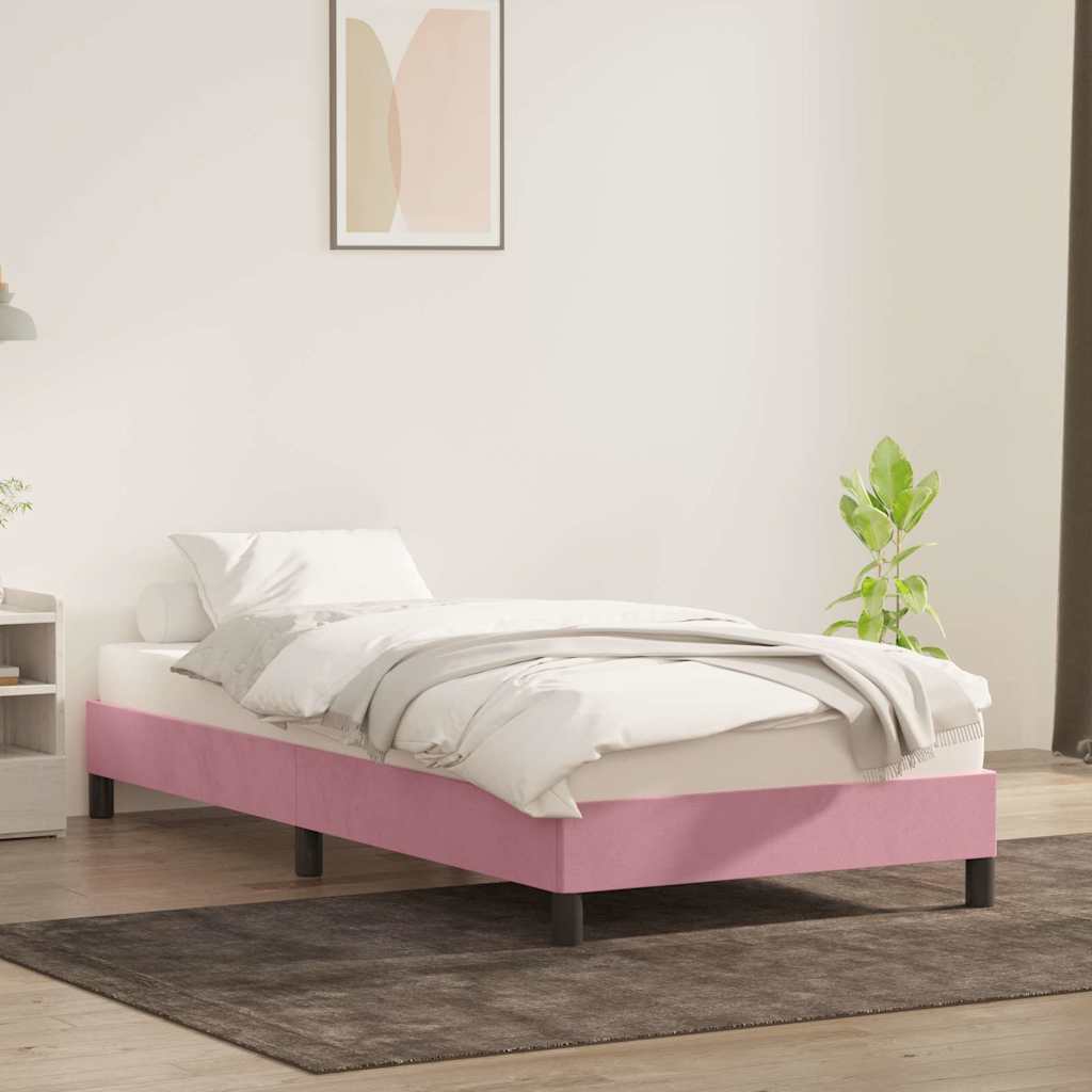 Cadre de lit sans matelas rose 100x220 cm velours - XIOS
