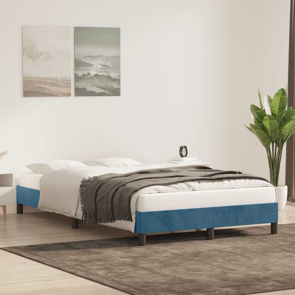 Cadre de lit sans matelas bleu foncé 120x220 cm velours - XIOS