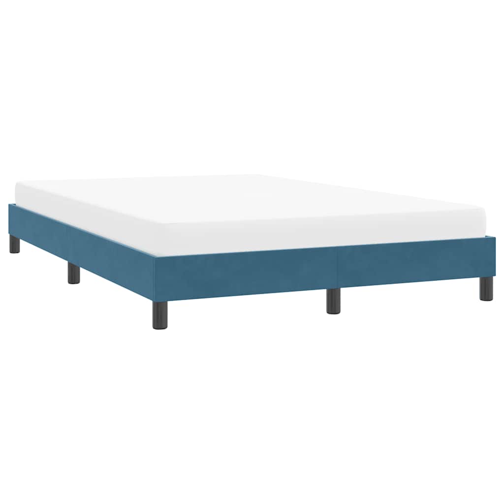Cadre de lit sans matelas bleu foncé 140x220 cm velours - XIOS