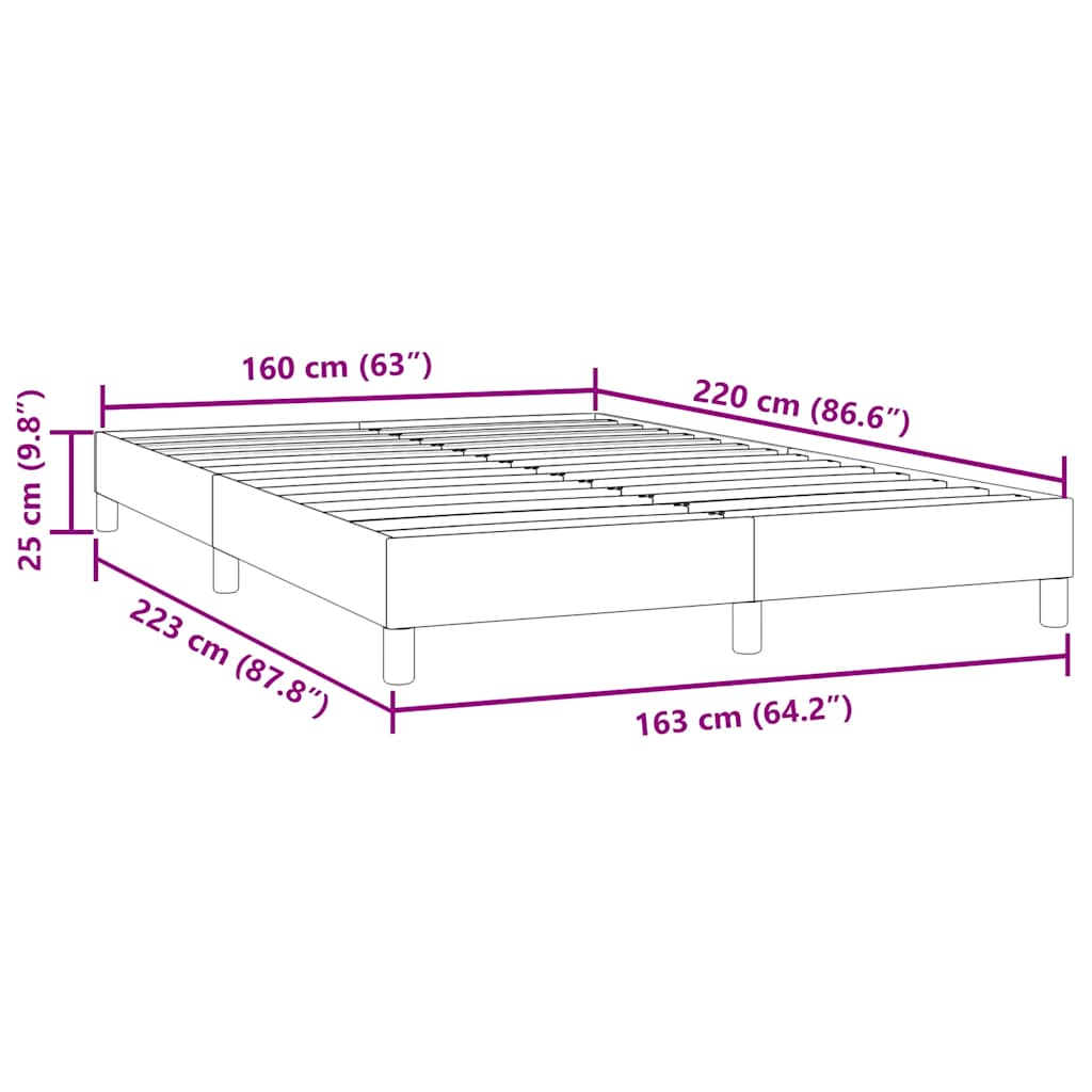 Cadre de lit sans matelas gris foncé 160x220 cm velours - XIOS