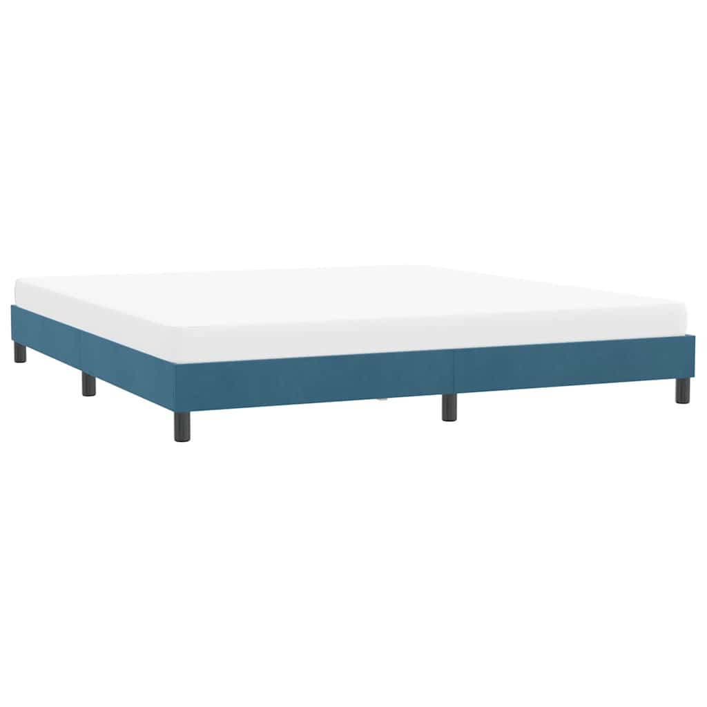 Cadre de lit sans matelas bleu foncé 180x220 cm velours - XIOS