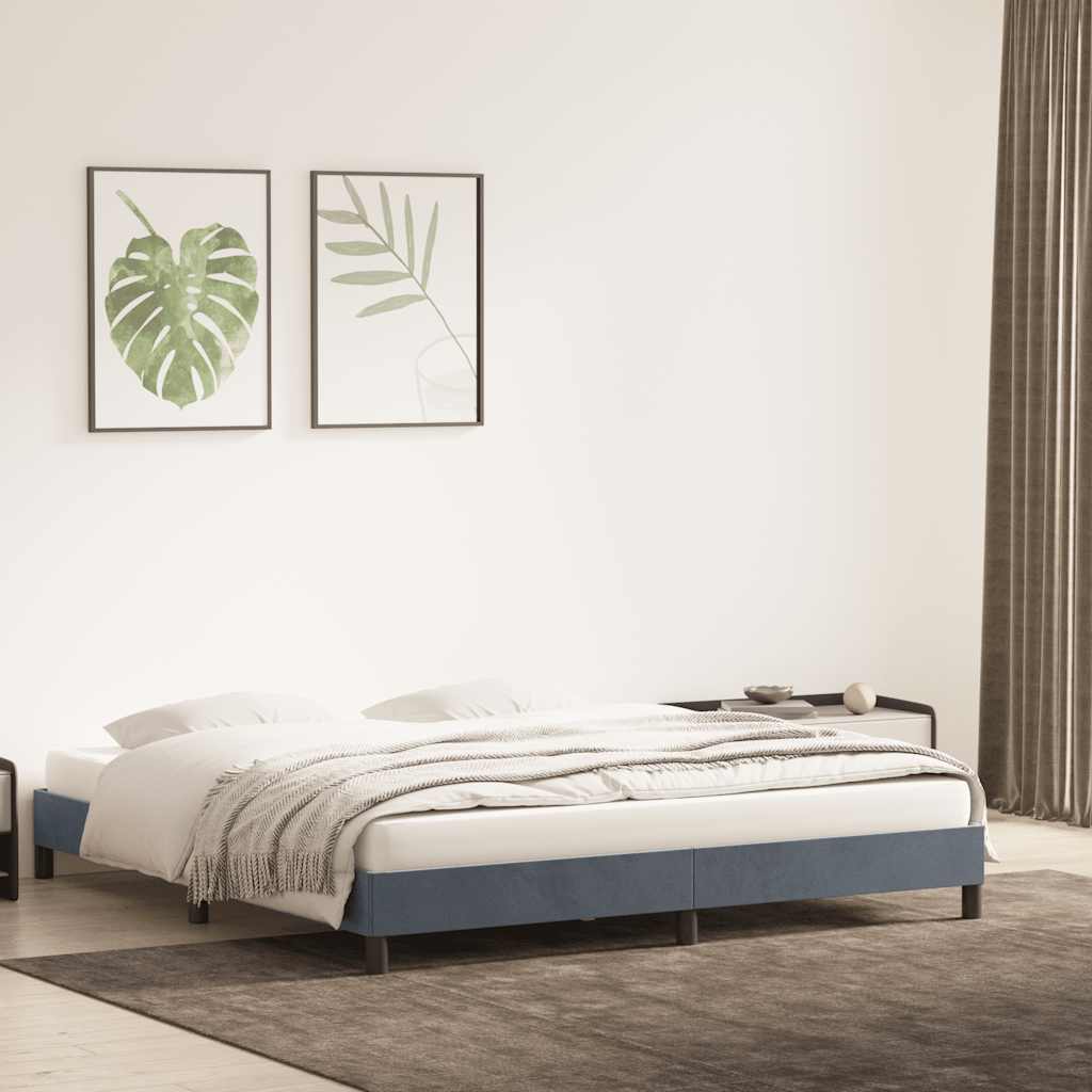 Cadre de lit sans matelas gris foncé 200x220 cm velours - XIOS