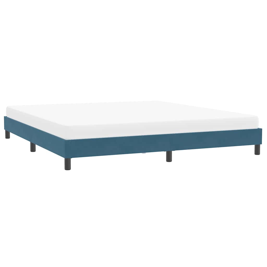 Cadre de lit sans matelas bleu foncé 200x220 cm velours - XIOS