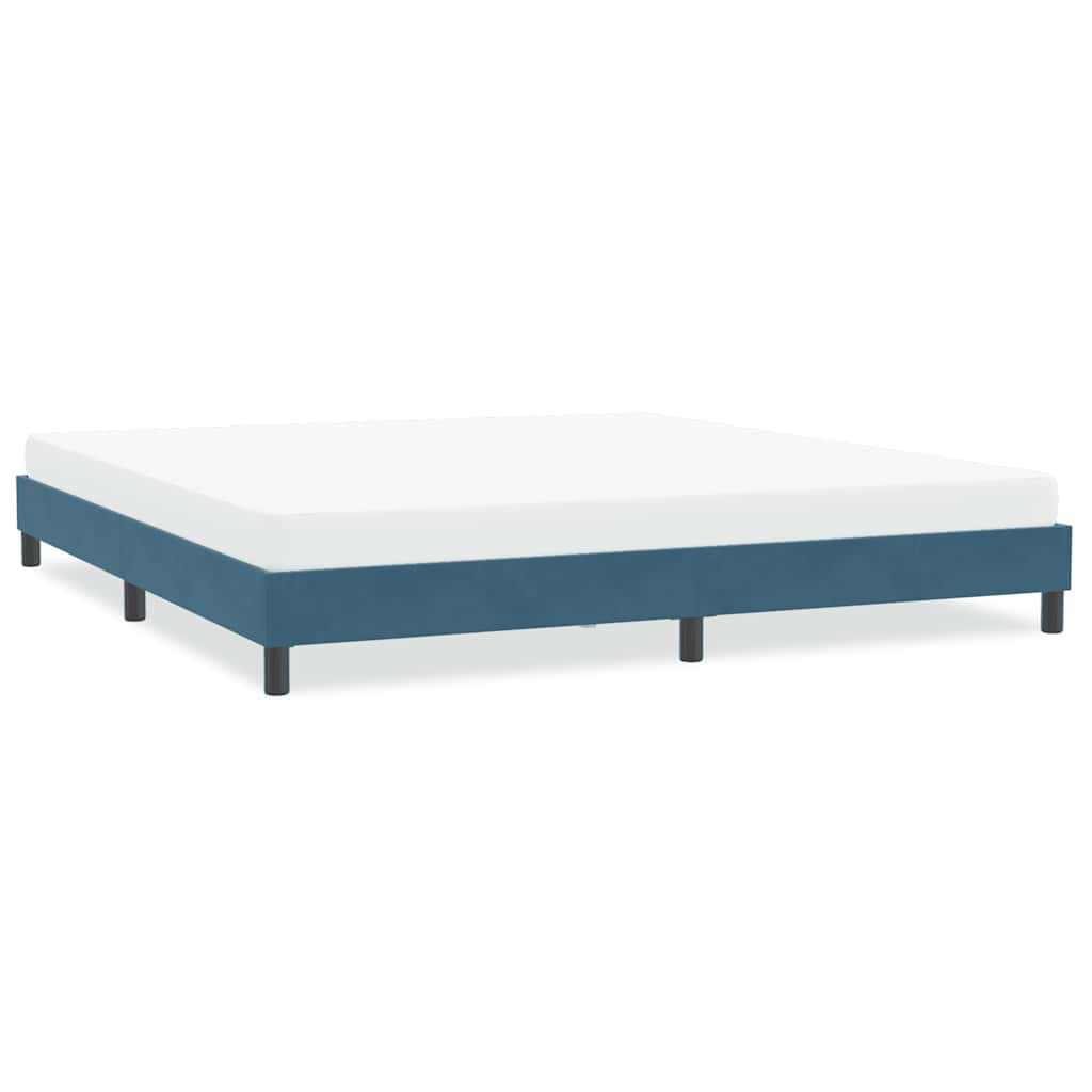 Cadre de lit sans matelas bleu foncé 200x220 cm velours - XIOS