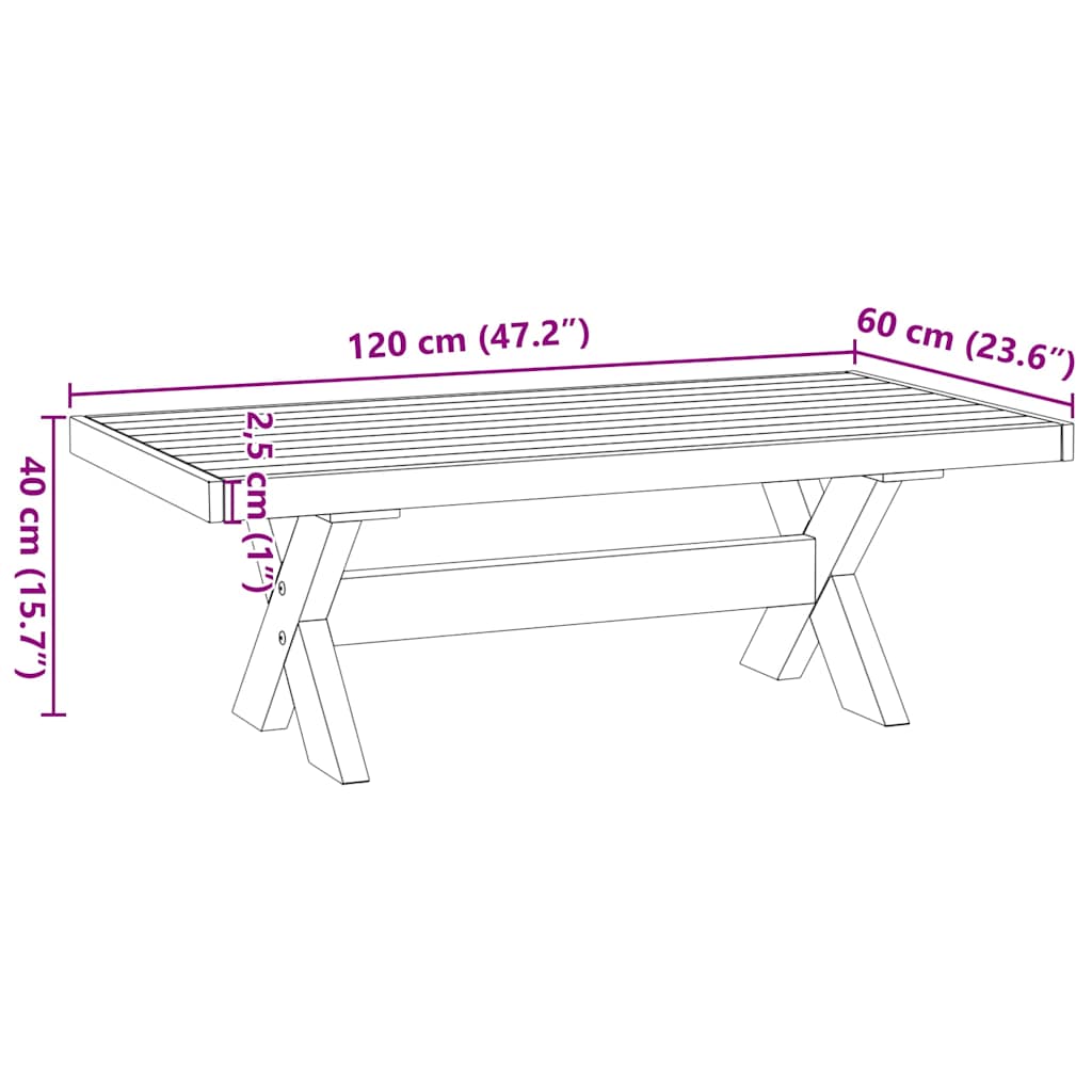 Table basse NOAIN pieds en forme de X 120x60x40 cm massif pin - XIOS