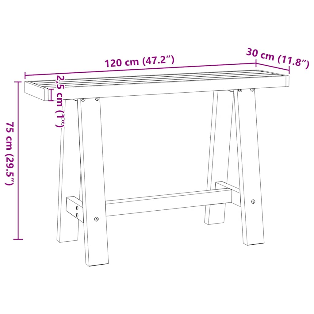 Table console NOAIN pieds en forme de A 120x30x75 cm massif pin - XIOS