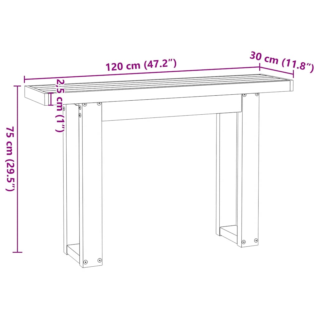 Table console NOAIN pieds en forme de U 120x30x75 cm massif pin - XIOS