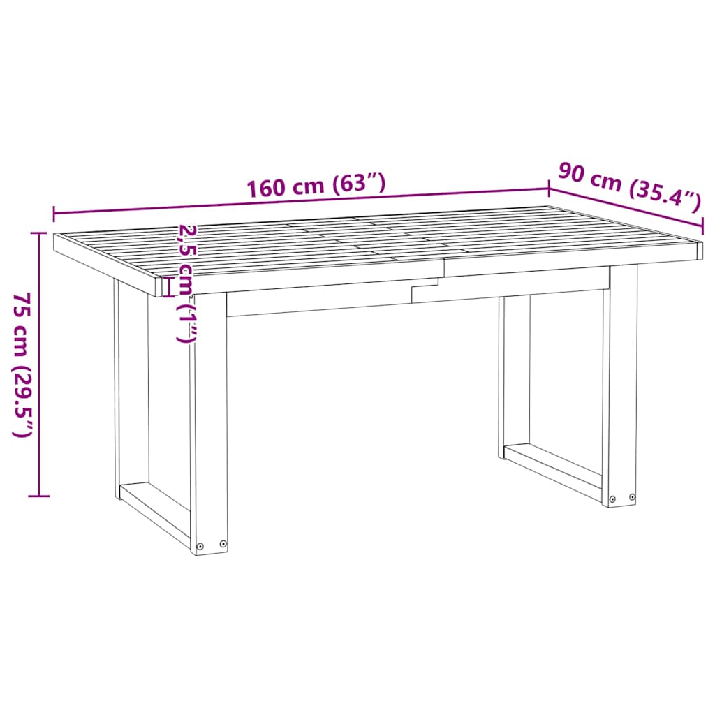 Table à manger NOAIN pieds en forme de U 160x90x75cm massif pin - XIOS