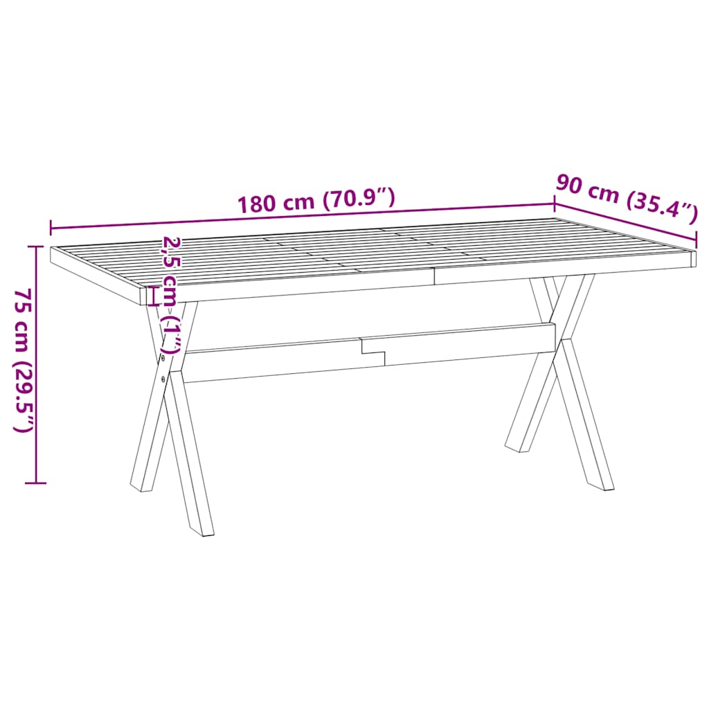 Table à manger NOAIN pieds en forme de X 180x90x75cm massif pin - XIOS