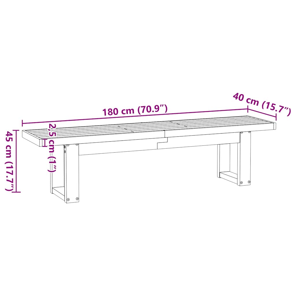 Banc à manger NOAIN pieds en forme de U 180x40x45 cm massif pin - XIOS