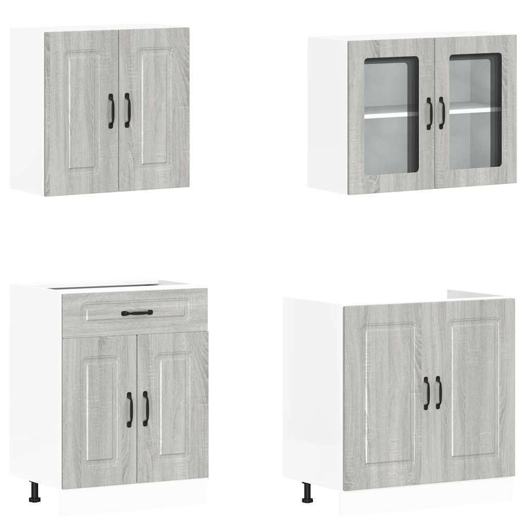 Ensemble d'armoires de cuisine 4 pcs Kalmar bois d'ingénierie - XIOS