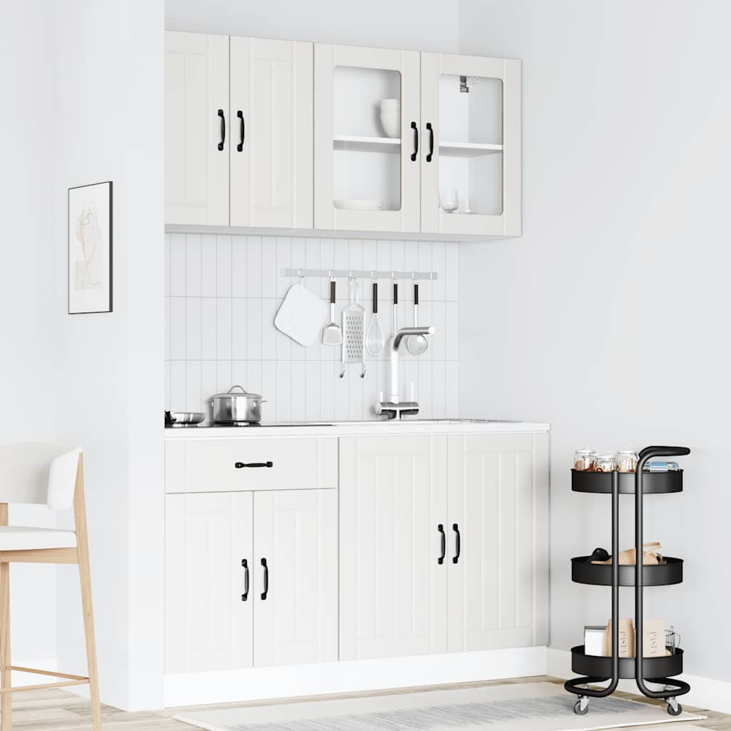 Ensemble de 4 meubles de cuisine "Lucca" en bois d'ingénierie blanc