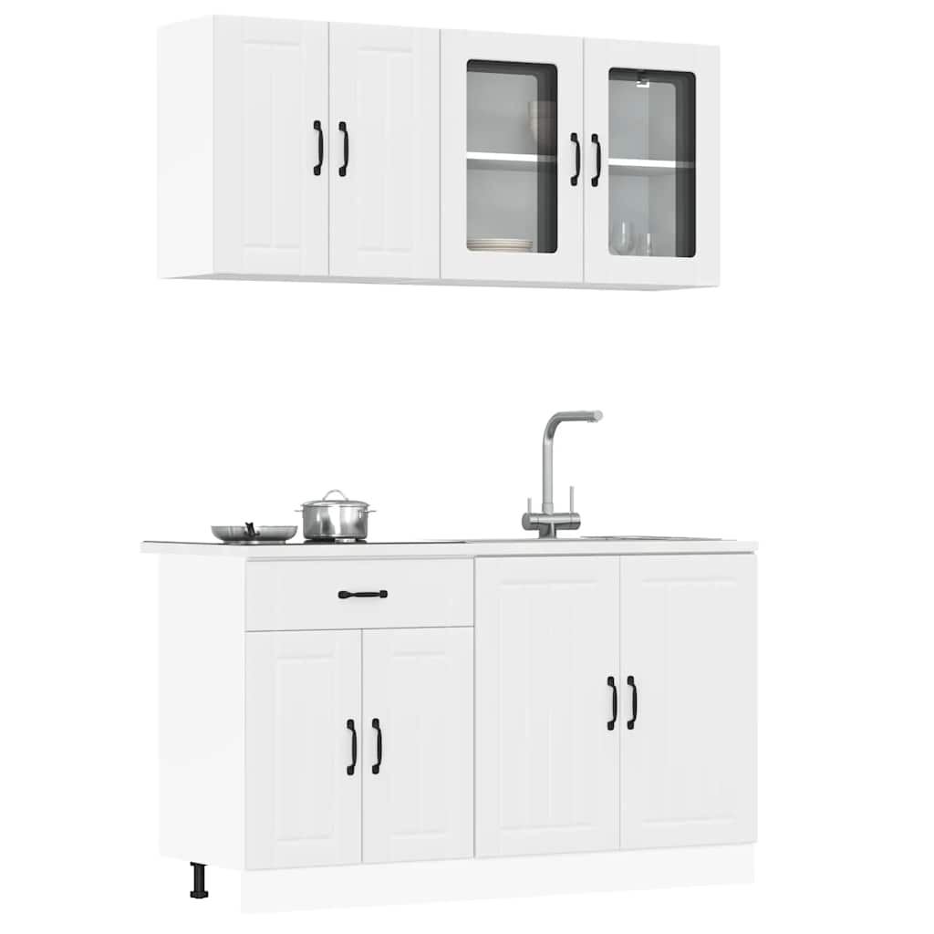 Ensemble de 4 meubles de cuisine "Lucca" en bois d'ingénierie blanc