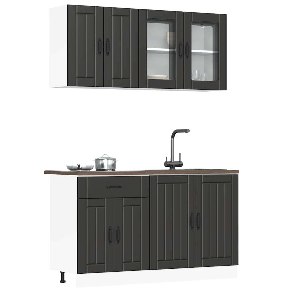 Ensemble de 4 meubles de cuisine "Lucca" en bois d'ingénierie noir - XIOS