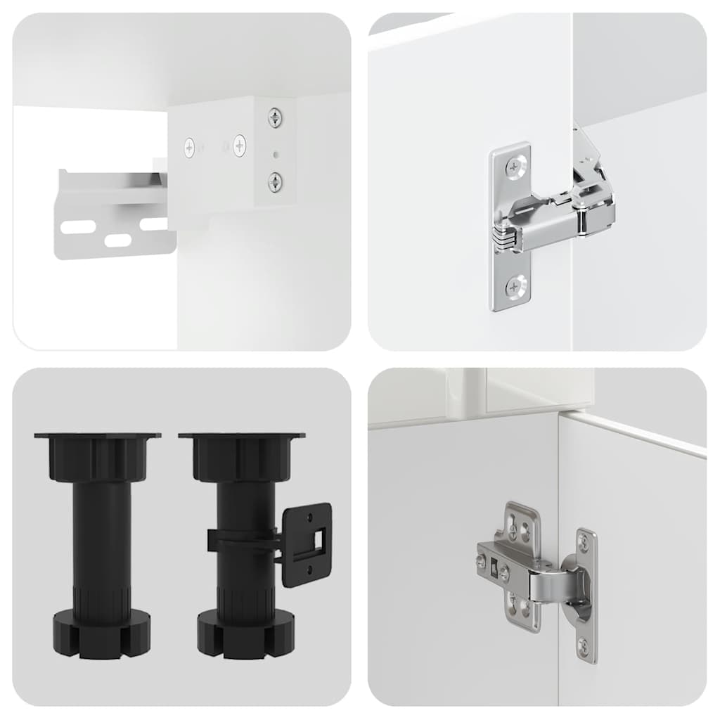 Ensemble de 4 meubles de cuisine "Lucca" en bois d'ingénierie blanc brillant