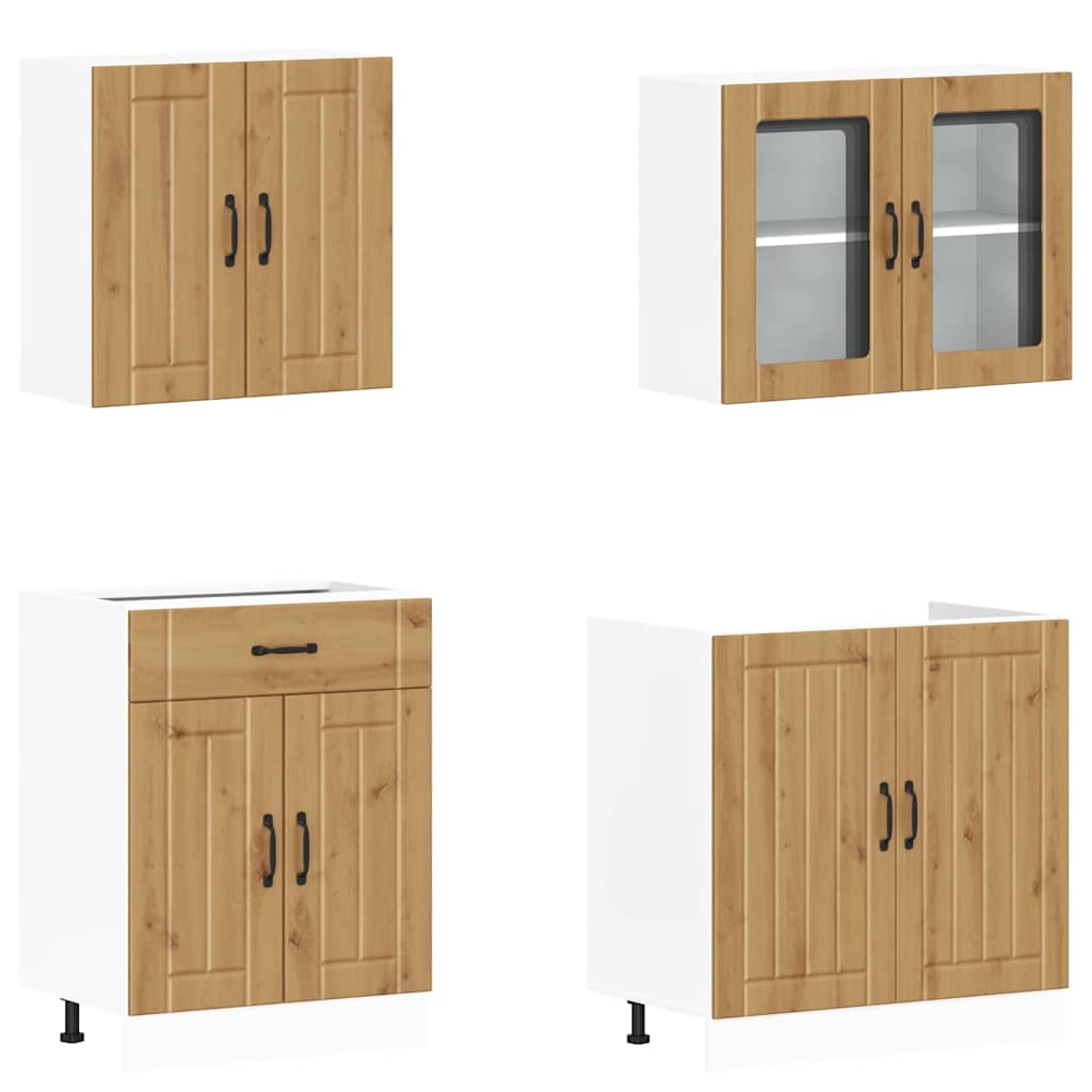 Ensemble d'armoires de cuisine 4 pcs Kalmar bois d'ingénierie - XIOS