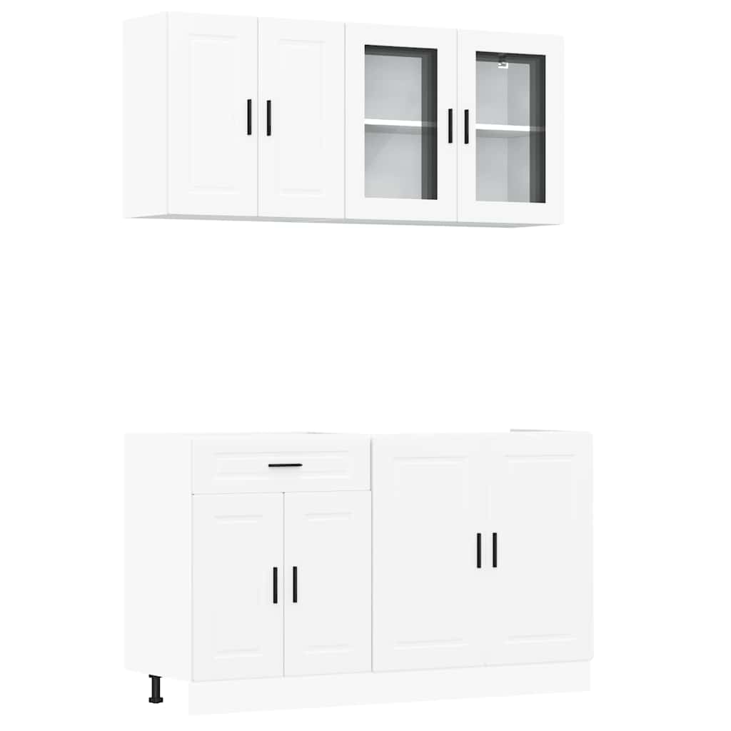 Ensemble de 4 meubles de cuisine "Porto" en bois d'ingénierie blanc