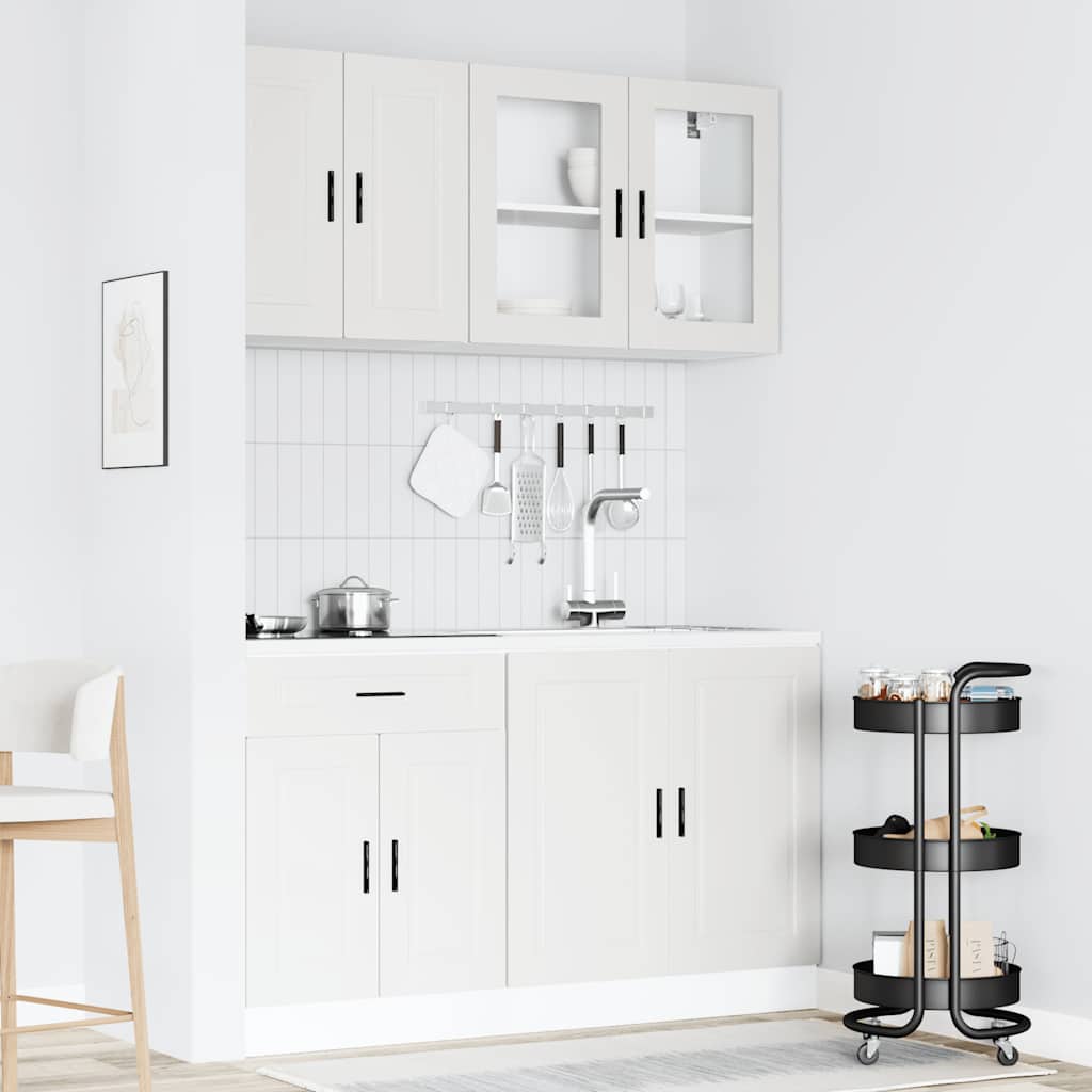 Ensemble de 4 meubles de cuisine "Porto" en bois d'ingénierie blanc - XIOS
