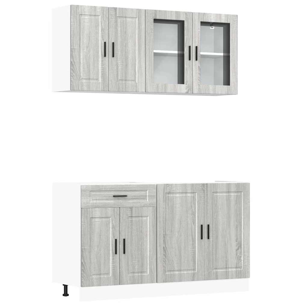 Ensemble de 4 meubles de cuisine "Porto" en bois d'ingénierie Sonoma gris