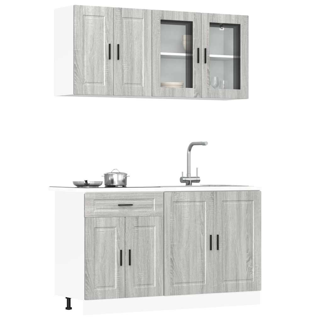 Ensemble de 4 meubles de cuisine "Porto" en bois d'ingénierie Sonoma gris