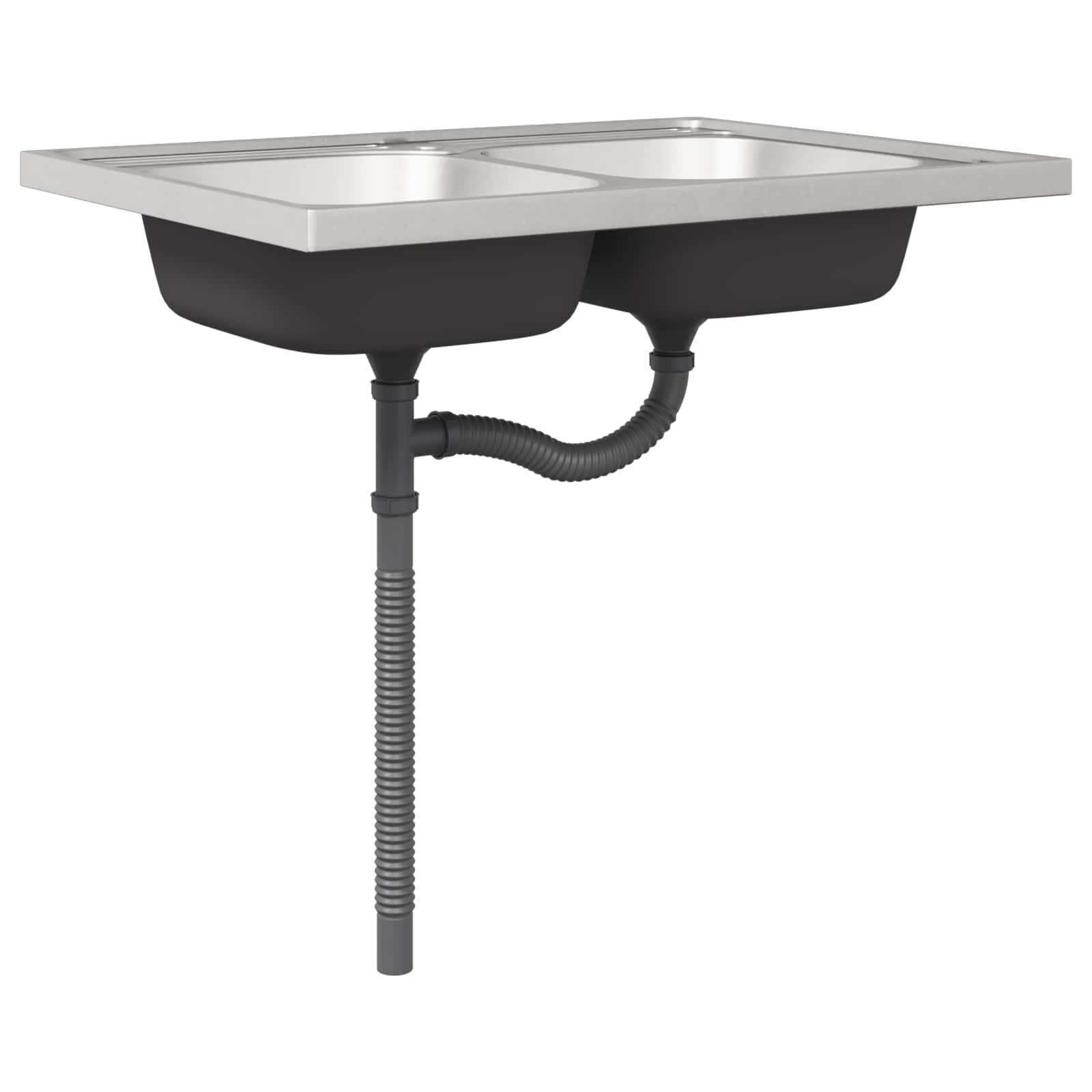 Meuble sous évier Lucca 2 pc Blanc Bois d'ingénierie