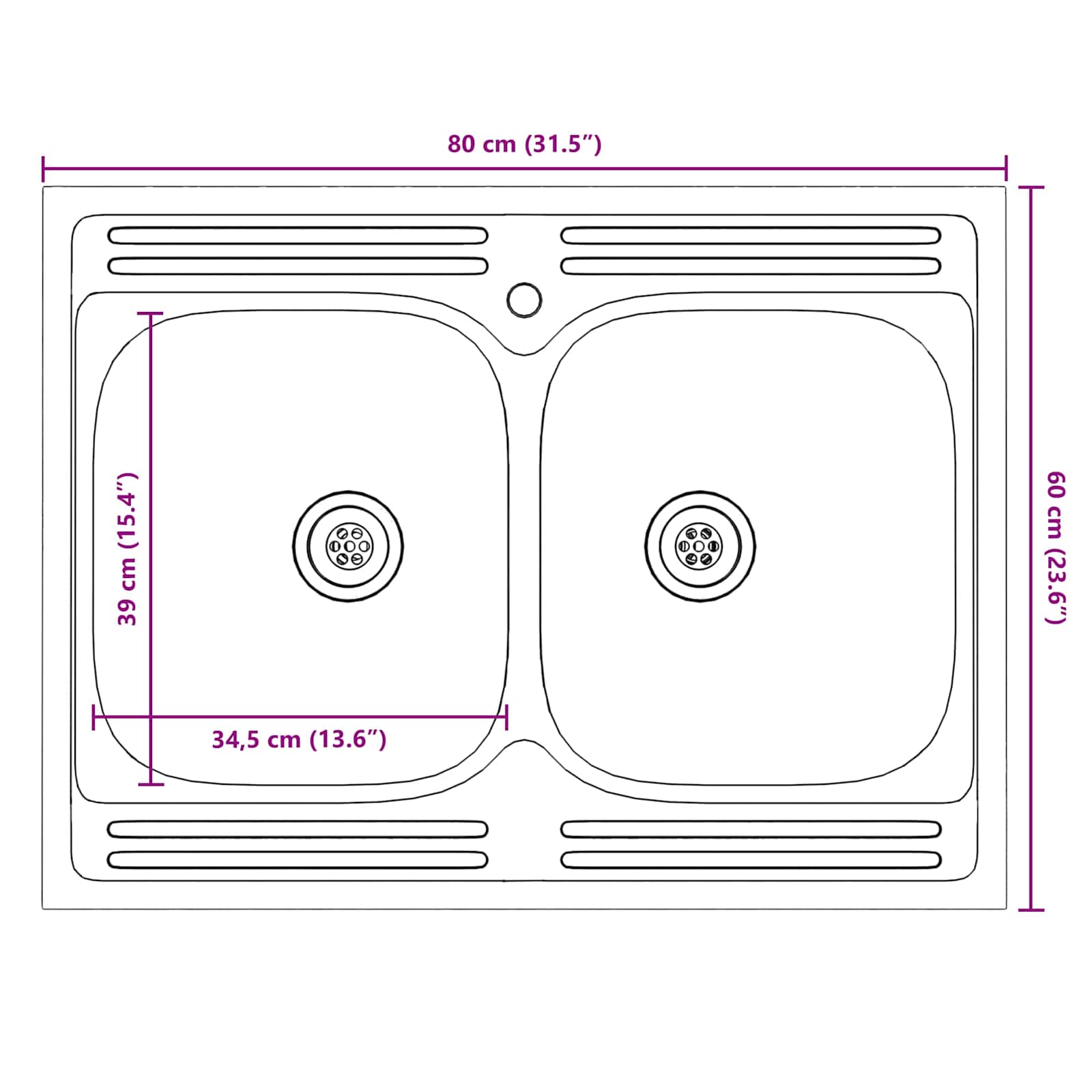 Meuble sous évier Lucca 2 pc Blanc Bois d'ingénierie