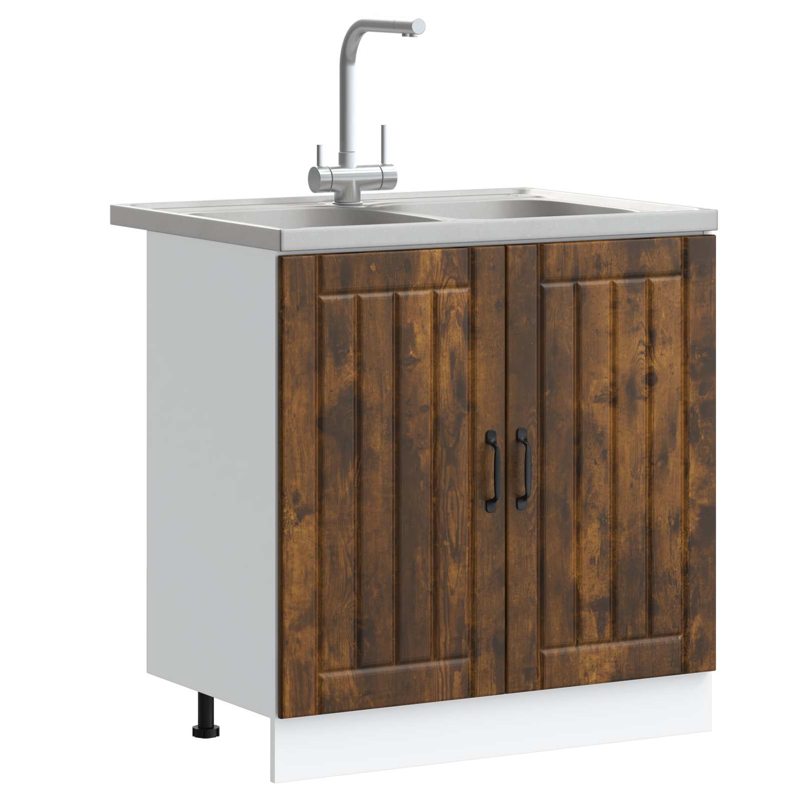 Meuble sous évier Lucca 2 pc Chêne fumé Bois d'ingénierie - XIOS
