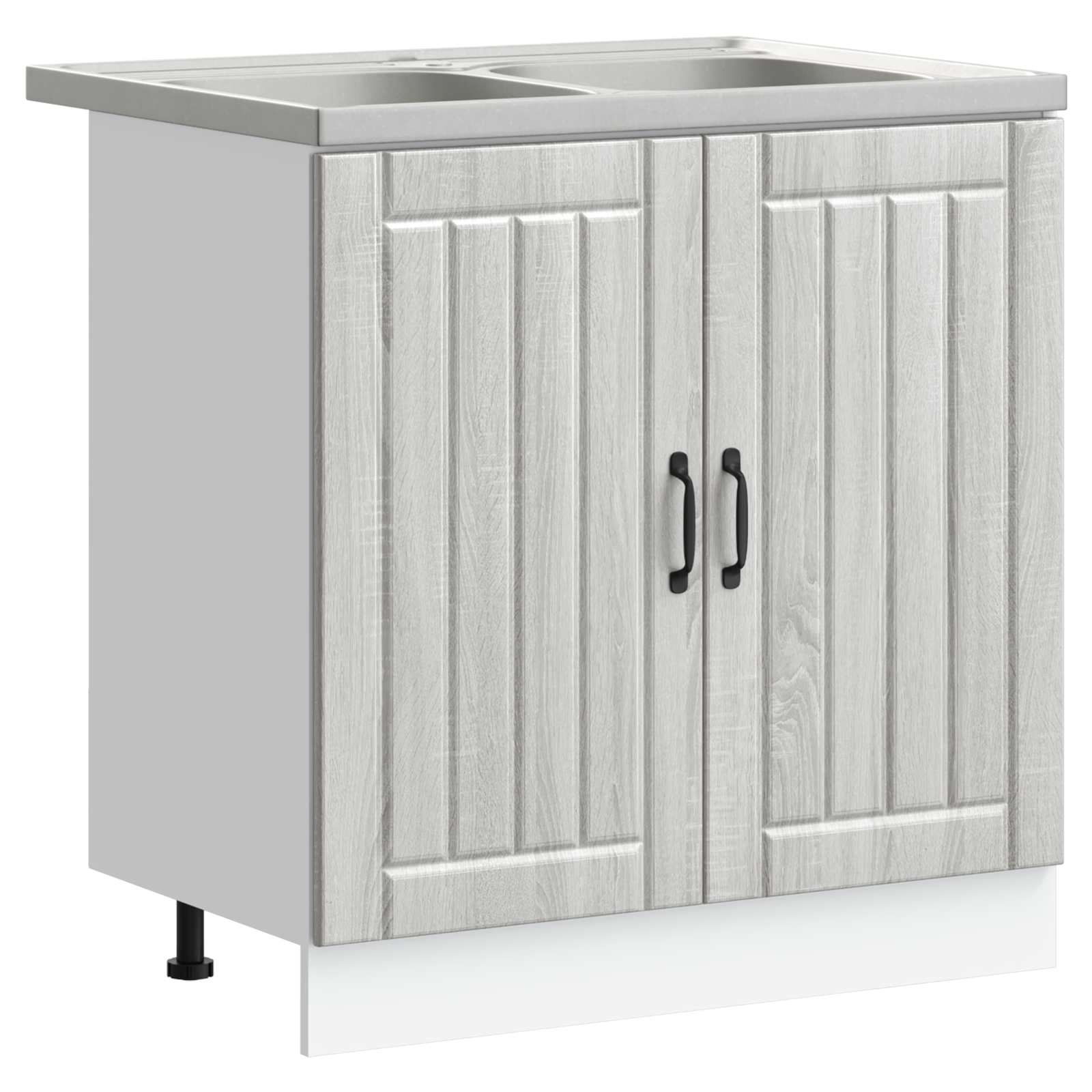 Meuble sous évier Lucca 2 pc Gris Sonoma Bois d'ingénierie - XIOS