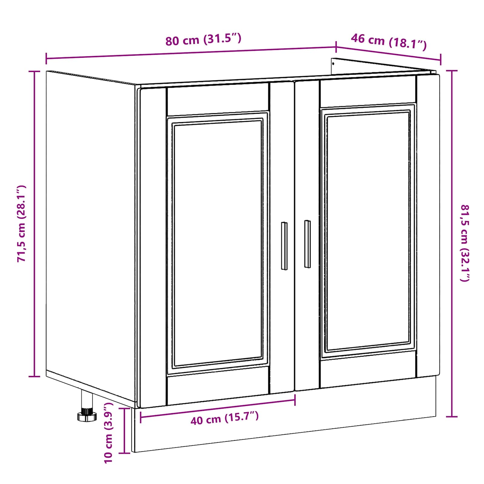 Meuble sous évier Porto 2 pc Gris 80 x 46 x 81,5 cm - XIOS