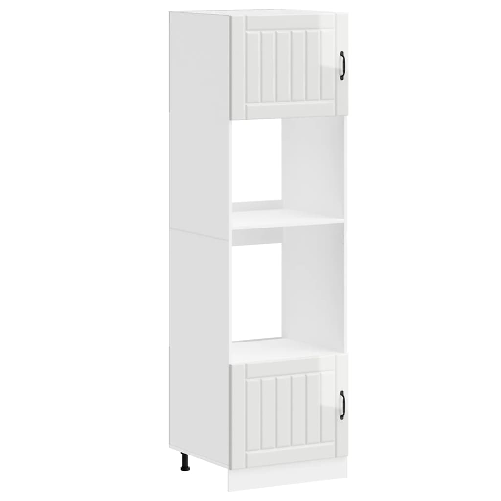 Armoires de four 2 pièces "Lucca" Bois d'ingénierie blanc brillant