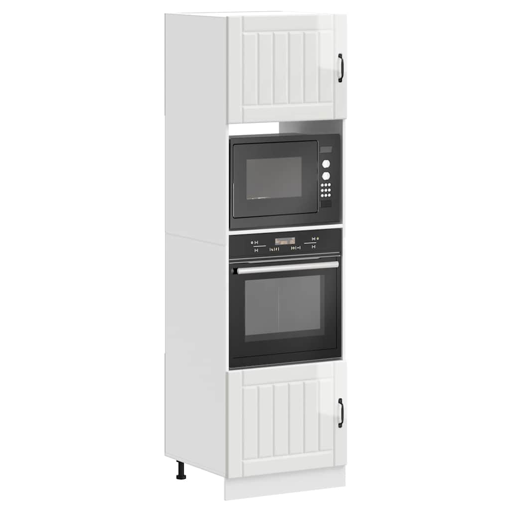 Armoires de four 2 pièces "Lucca" Bois d'ingénierie blanc brillant