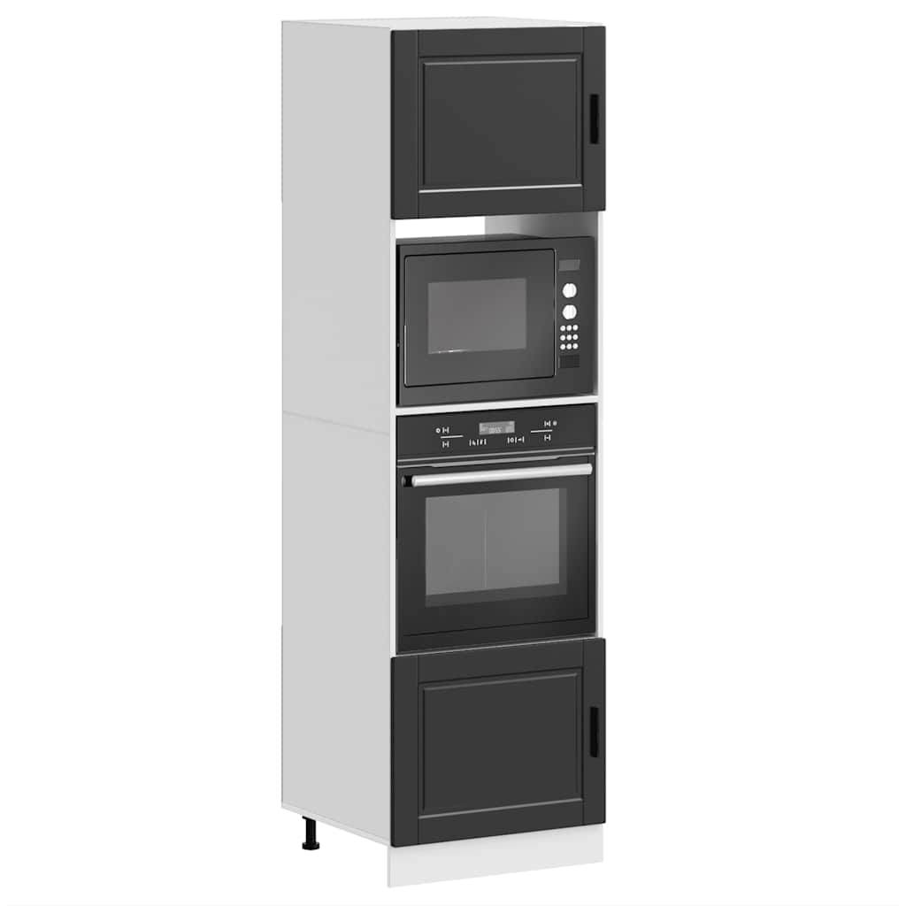 Armoires de four 2 pcs Porto noir bois d'ingénierie - XIOS