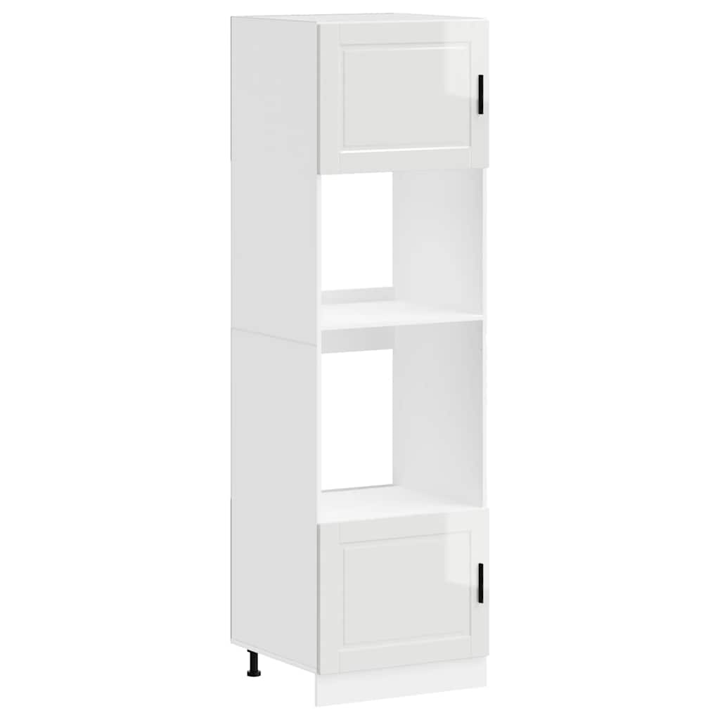 Armoires de four 2 pcs Porto blanc brillant bois d'ingénierie - XIOS