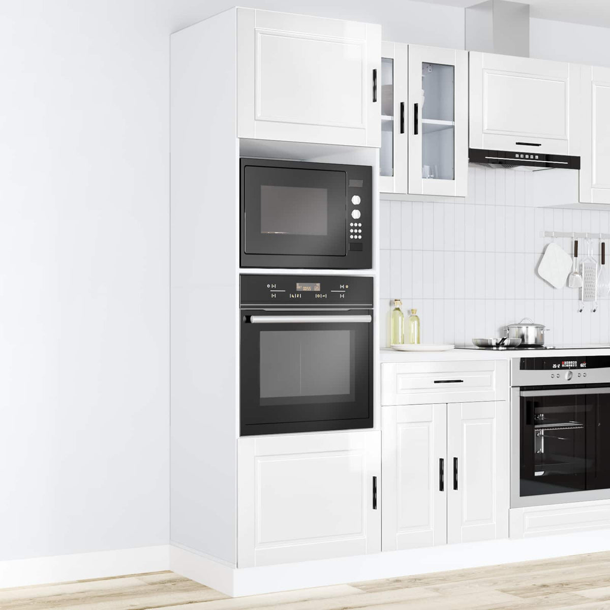 Armoires de four 2 pcs Porto blanc brillant bois d'ingénierie