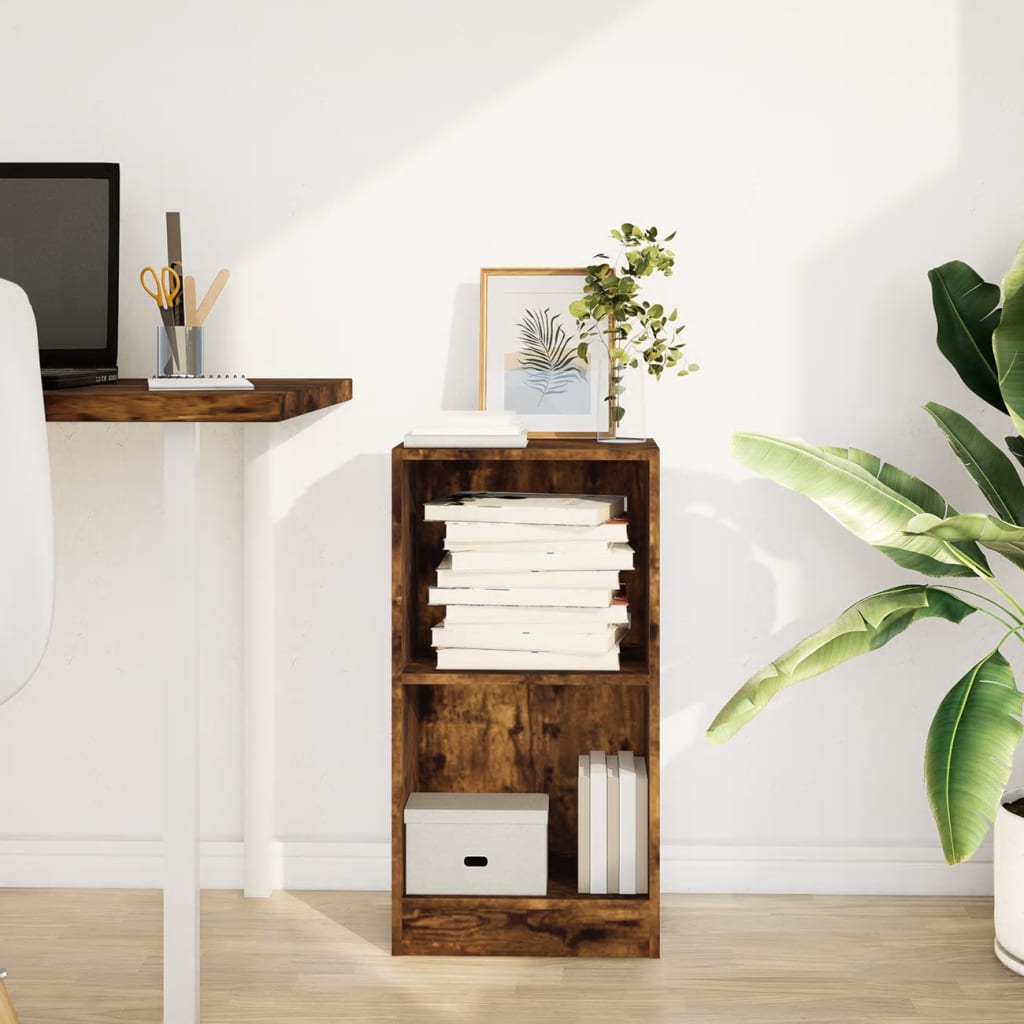 Bibliothèque chêne fumé 40x24x76 cm bois d'ingénierie - XIOS