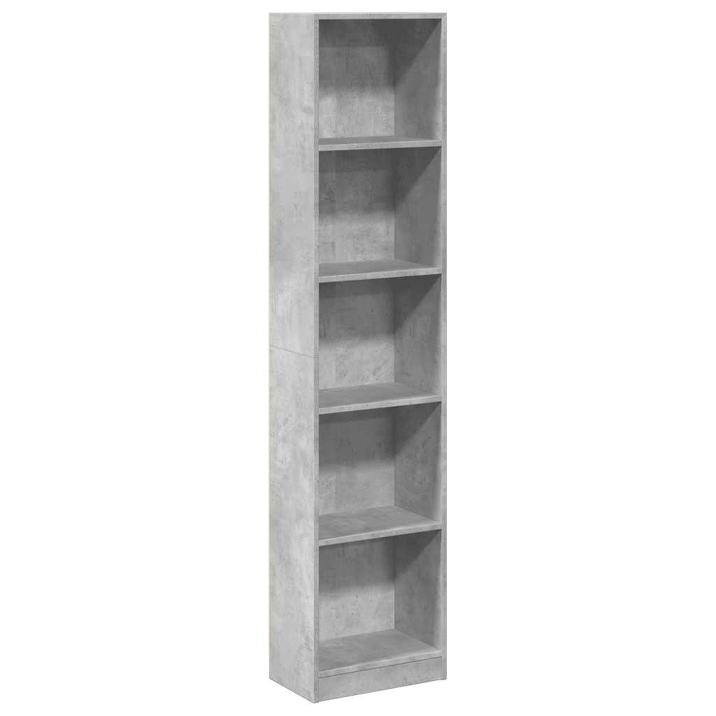 Bibliothèque gris béton 40x24x176 cm bois d'ingénierie - XIOS