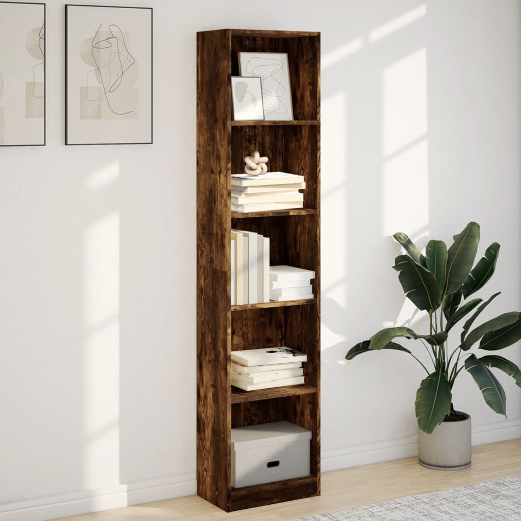 Bibliothèque chêne fumé 40x24x176 cm bois d'ingénierie - XIOS