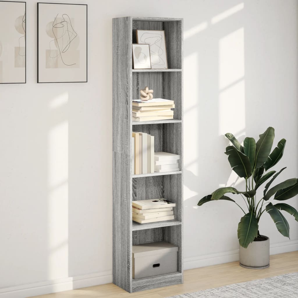 Bibliothèque sonoma gris 40x24x176 cm bois d'ingénierie - XIOS