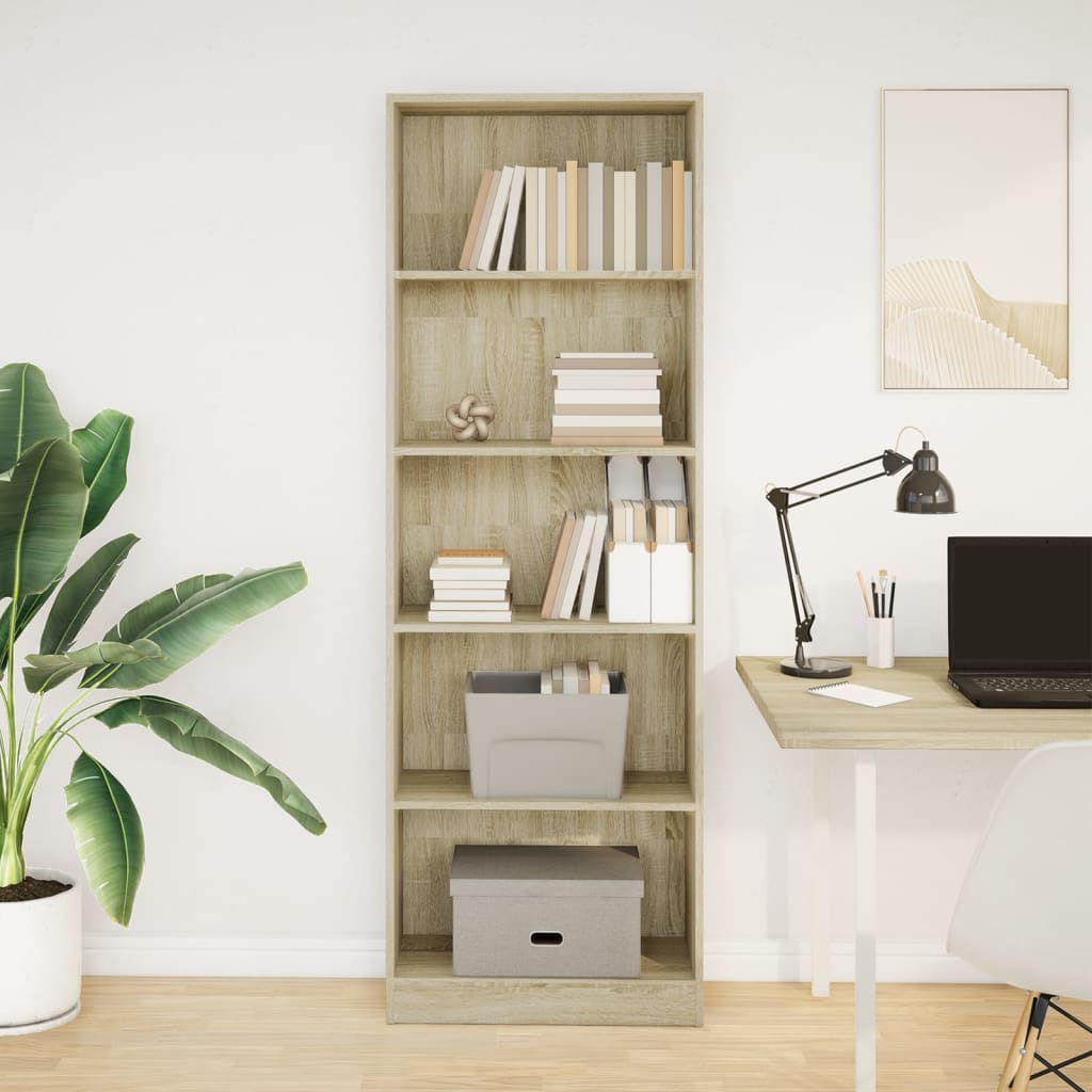 Bibliothèque chêne sonoma 60x24x176 cm bois d'ingénierie - XIOS