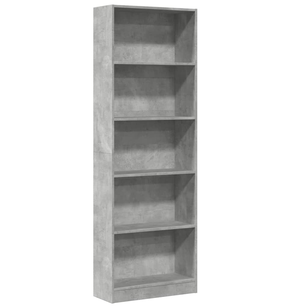 Bibliothèque gris béton 60x24x176 cm bois d'ingénierie - XIOS