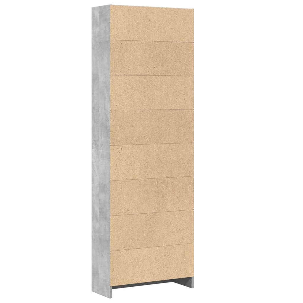 Bibliothèque gris béton 60x24x176 cm bois d'ingénierie - XIOS