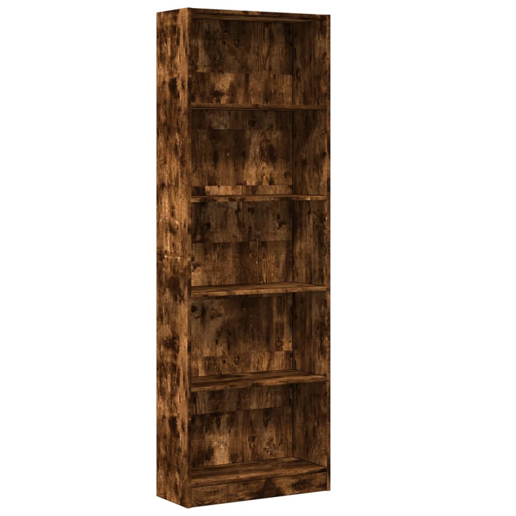 Bibliothèque chêne fumé 60x24x176 cm bois d'ingénierie - XIOS