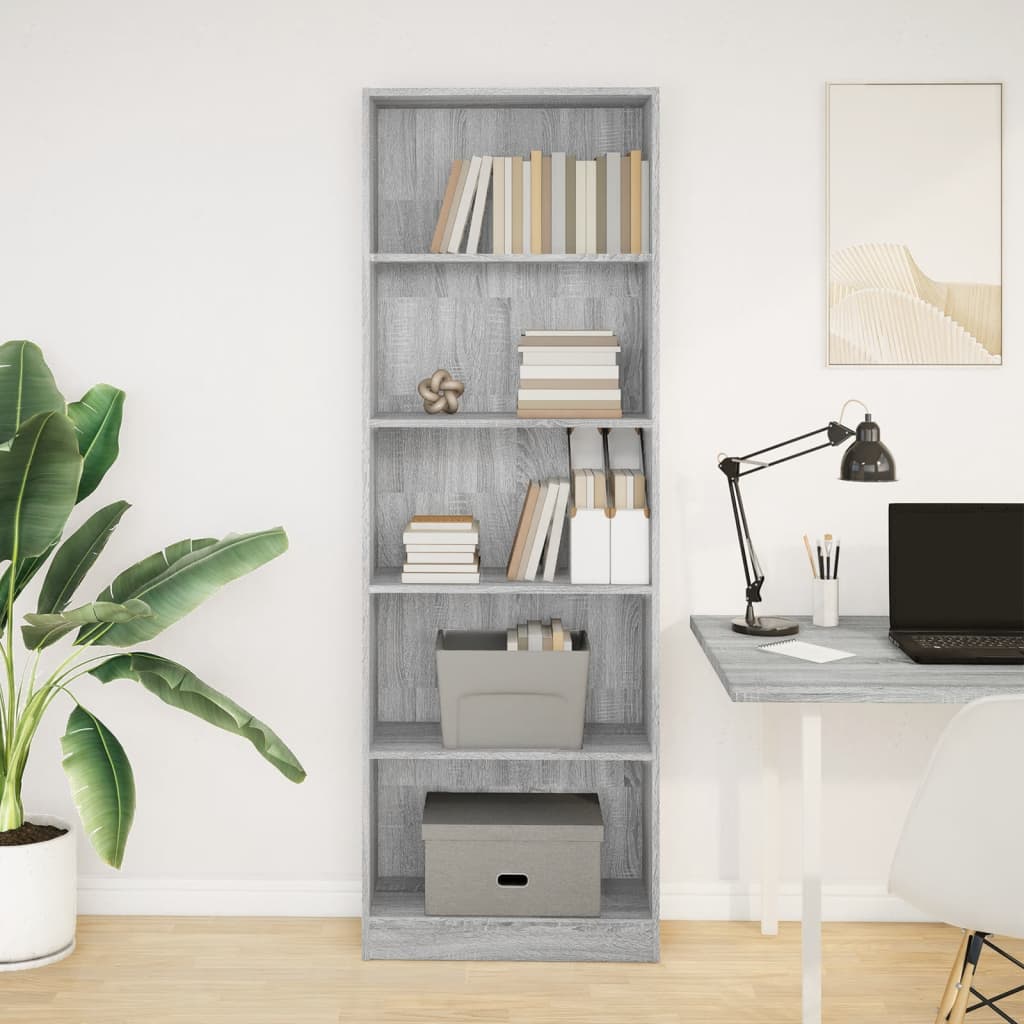 Bibliothèque sonoma gris 60x24x176 cm bois d'ingénierie - XIOS
