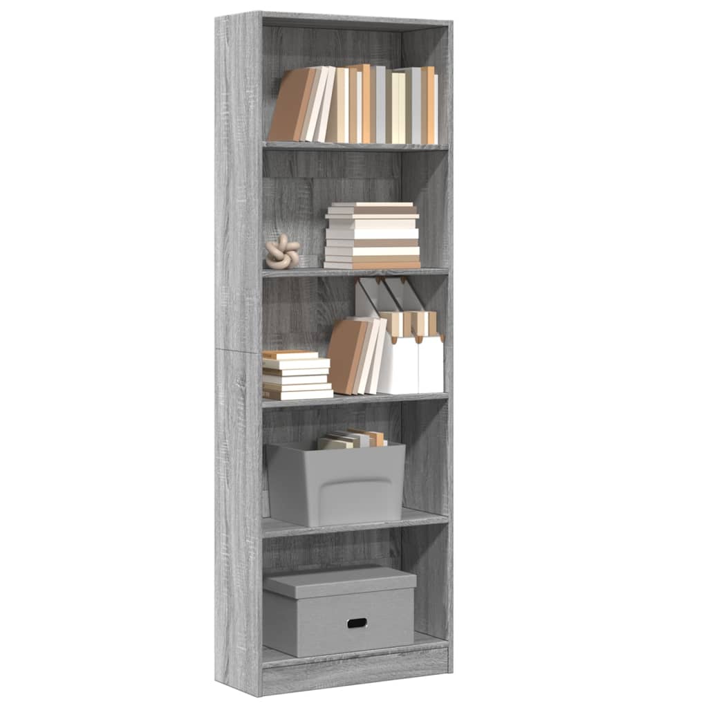 Bibliothèque sonoma gris 60x24x176 cm bois d'ingénierie - XIOS