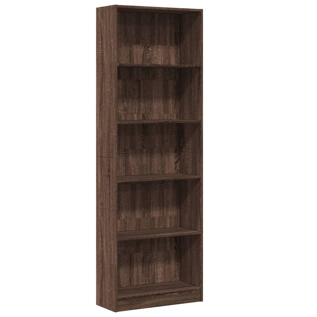 Bibliothèque chêne marron 60x24x176 cm bois d'ingénierie - XIOS